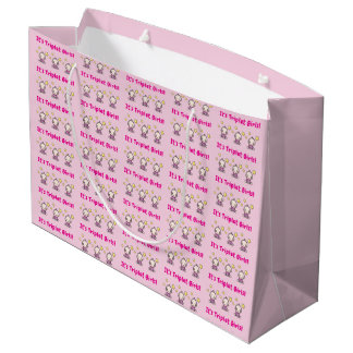 It's Triplet Girls!, Triplet Babies Gift Wrap, Large Gift Bag