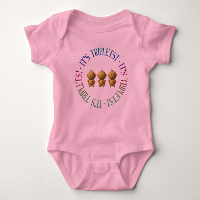 It's triplets! baby bodysuit (Front)