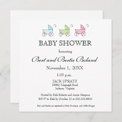 Its Triplets Baby Shower Invitation