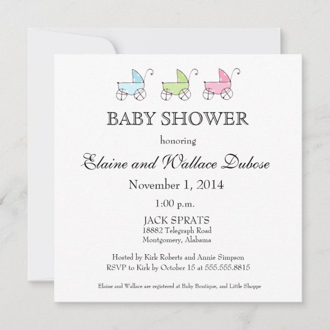 It's Triplets Baby Shower Invitation (Front)