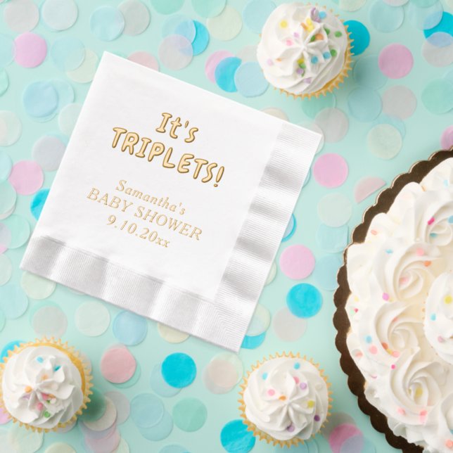 It's Triplets Baby Shower Mom-to-be Name Foil Napkins (Insitu (Party))