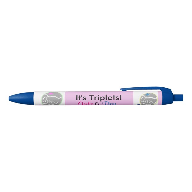 It's Triplets Boy Girl Rattles Birth Announcement Pen (Top)