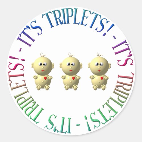 Its triplets classic round sticker