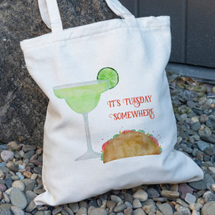 It's Tuesday Somewhere Taco & Margarita Tequila Tote Bag