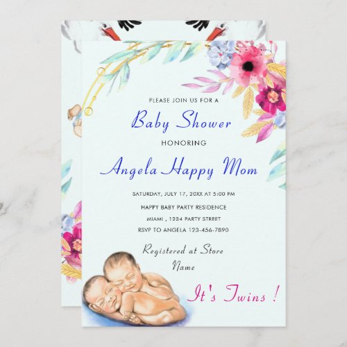 Its Twin Boys Baby Shower Invitation