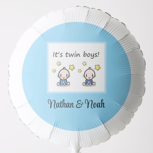 It's Twin Boys, Customized F. Baby Boy Twins,   Balloon (Front)