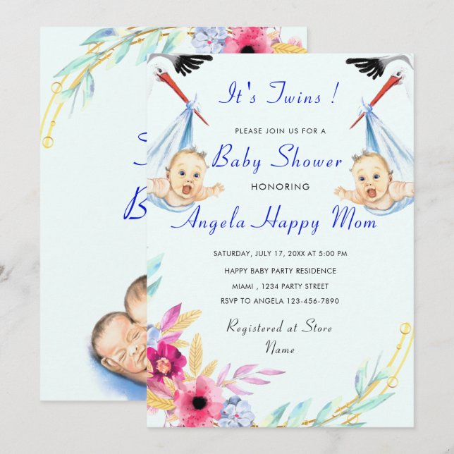 It's Twin Boys Funny Baby Shower Invitation (Front/Back)
