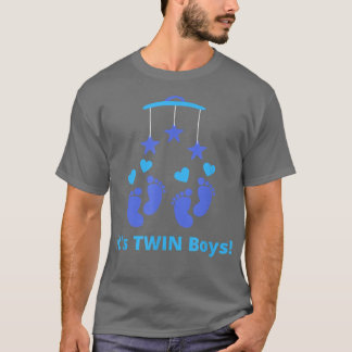 It's Twin Boys Gender Reveal Twins Cute Blue Feet T-Shirt