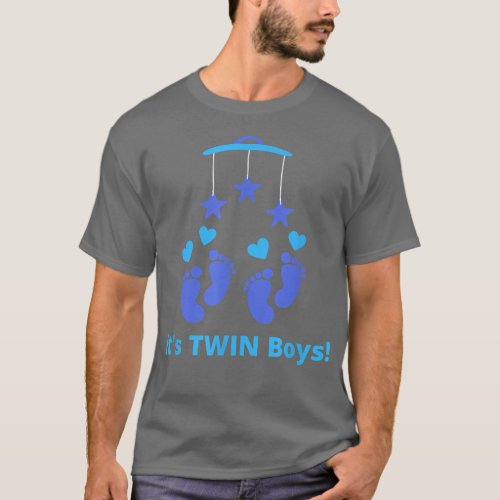 Its Twin Boys Gender Reveal Twins Cute Blue Feet  T_Shirt