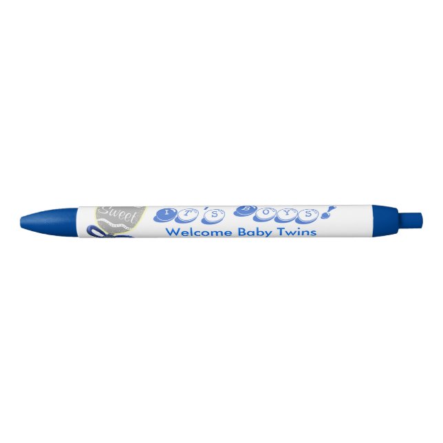 It's Twin Boys Welcome Baby Rattle Announcements Pen (Front)