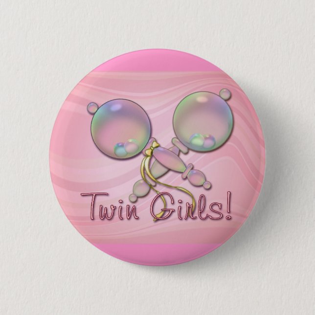 IT'S TWIN GIRLS BABY RATTLE by SHARON SHARPE Pinback Button (Front)