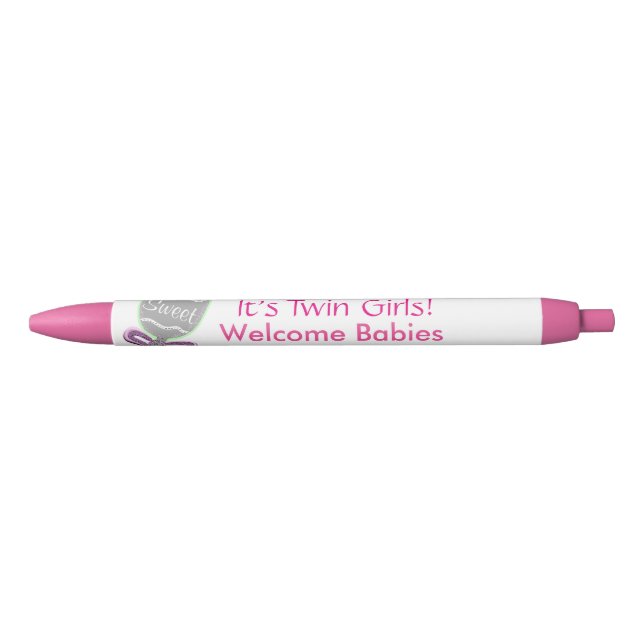 It's Twin Girls Baby Rattle Pink Star Announcement Pen (Front)