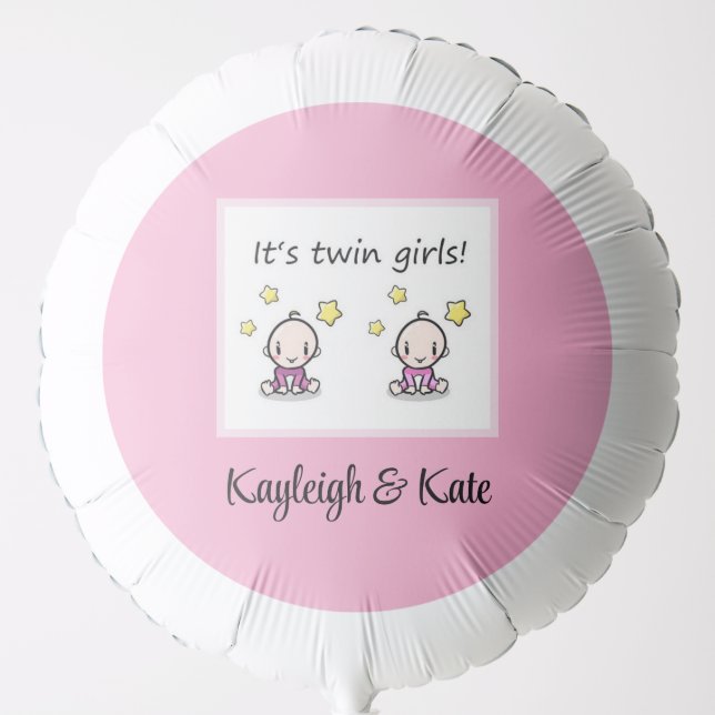 It's Twin Girls, Customized F. Baby Girl Twins,   Balloon (Front)