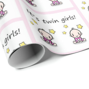 It's Twin Girls Gift Wrap, Decoration, Baby Shower Wrapping Paper