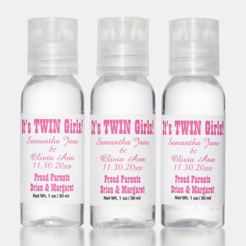 Its Twin Girls Pink Names Hand Sanitizer