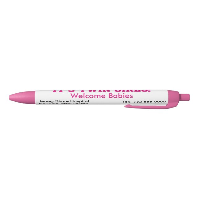 It's Twin Girls Welcome Announcement Hospital Name Pen (Bottom)
