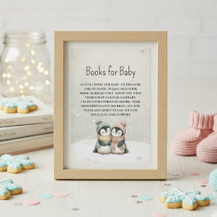 Its twin penguin baby shower Books for Baby Enclosure Card