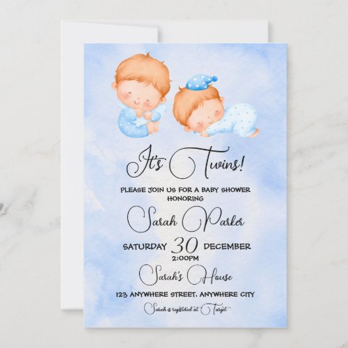 Its Twins Baby Shower Invitation