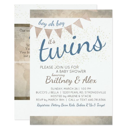 It's Twins! Baby Shower Invitation