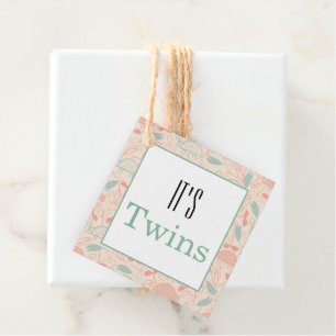It's Twins! Baby Shower Party Favor Bag Tags