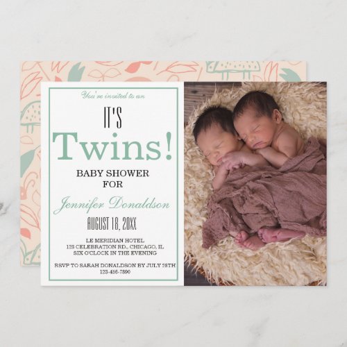Its Twins  Baby Shower Photo Invitation