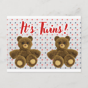 It's Twins Birth Announcement Postcard