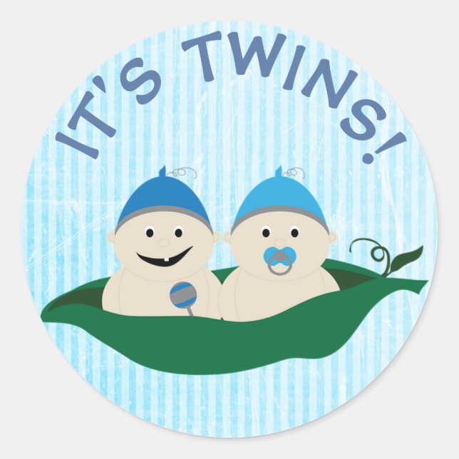 Its Twins! Blue Boys in Peapod Sticker (Front)