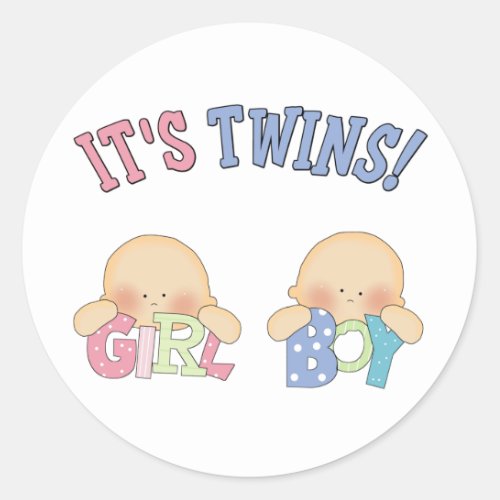 ITS TWINS Boy Girl Classic Round Sticker