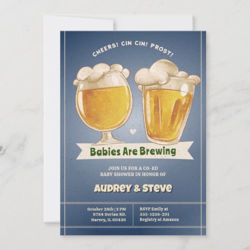 Its Twins Co_Ed Baby Shower Neutral Sports Beer Invitation