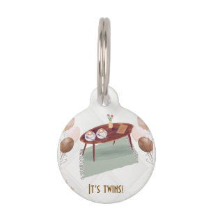 It's Twins Coffee Themed Baby Shower Pet ID Tag