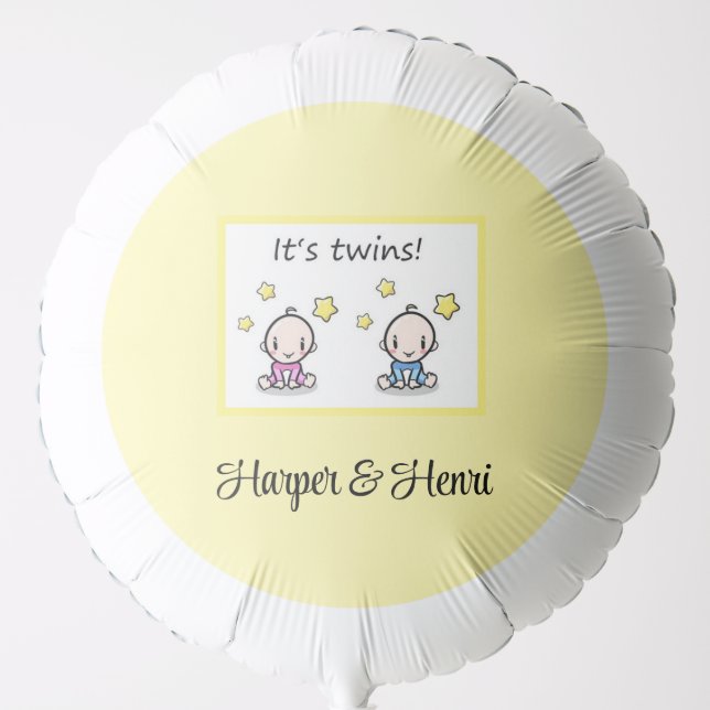 It's Twins, Customized F. Twin Girl & Boy Babies   Balloon (Front)