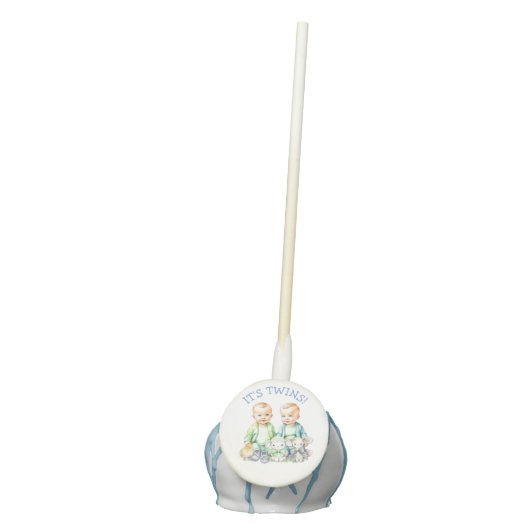 It's Twins! Cute boy twins Baby Shower Treats Cake Pops (Front)