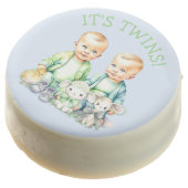 It's Twins! Cute boy twins Baby Shower Treats Chocolate Covered Oreo (Angled)