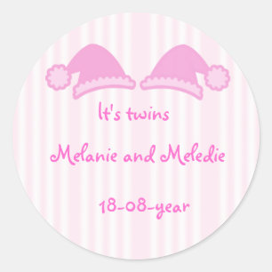 It's twins cute caps classic round sticker