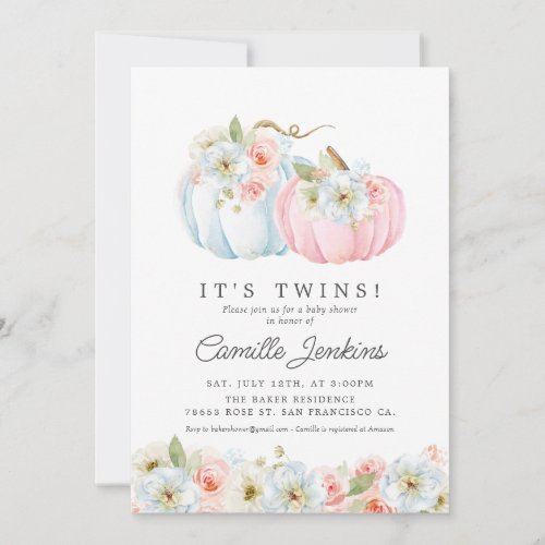 Its Twins Fall Girl and Boy Baby Shower Invitation