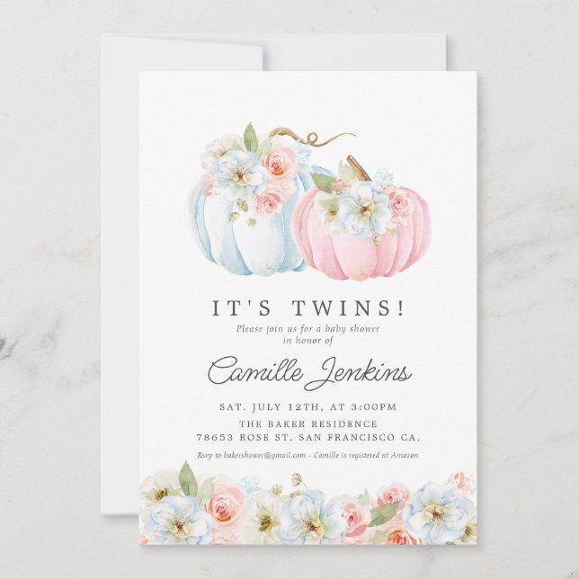 It's Twins Fall Girl and Boy Baby Shower Invitation (Front)