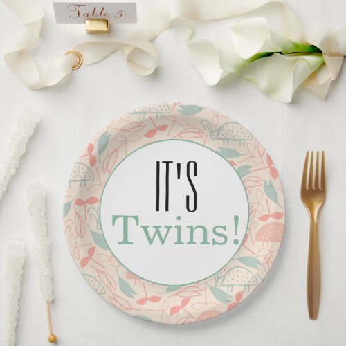 Its Twins Floral Baby Shower Party Paper Plates