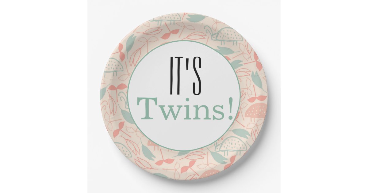 It's Twins! Floral Baby Shower Party Paper Plates Zazzle