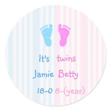 It's twins - footprints classic round sticker