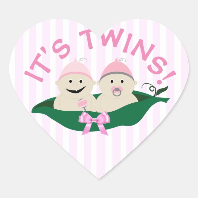 Its Twins Girls Pink  in Peapod Stickers (Front)