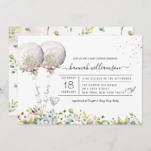It's Twins Lavender Balloon Baby Shower Invitation