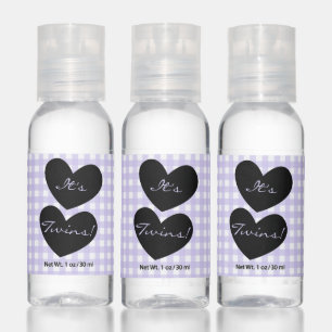 It's Twins Lavender Gingham with Heart Icon Hand Sanitizer