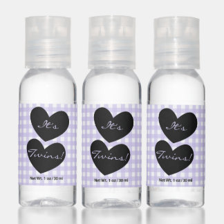 It's Twins Lavender Gingham with Heart Icon Hand Sanitizer