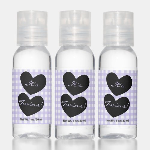 Its Twins Lavender Gingham with Heart Icon Hand Sanitizer
