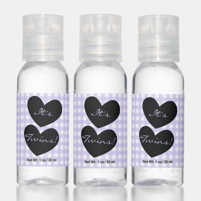 It's Twins Lavender Gingham with Heart Icon Hand Sanitizer (Set)