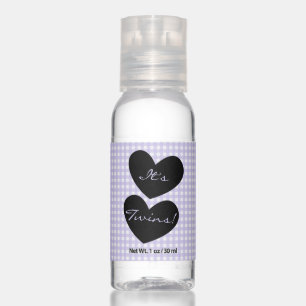 It's Twins Lavender Gingham with Heart Icon Hand Sanitizer