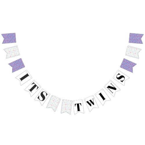 Its Twins Lavender Polk Baby Shower Bunting Flags