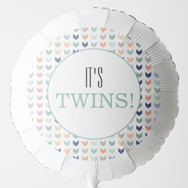 It's Twins Modern Geometric Twins Baby Shower  Balloon (Front)