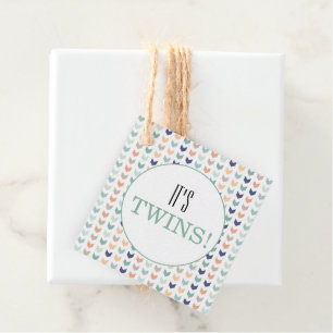 It's Twins Modern Geometric Twins Baby Shower Favor Tags