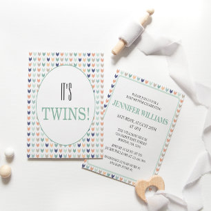 It's Twins Modern Geometric Twins Baby Shower  Invitation